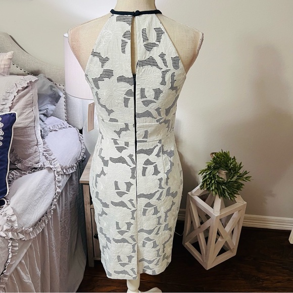 NWT Katherine Kelly “Mackenzie Dress” Ivory/Navy Exquisite Stitched Overlay Sz 2 - Picture 4 of 15